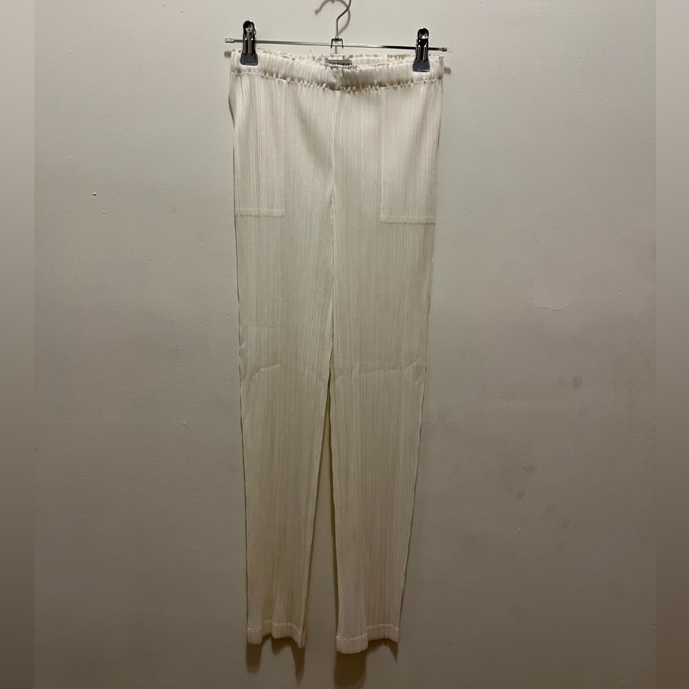 [RARE] Issey Miyake Pleats Please x Ikko Tanaka straight white pants Size 3 NEW